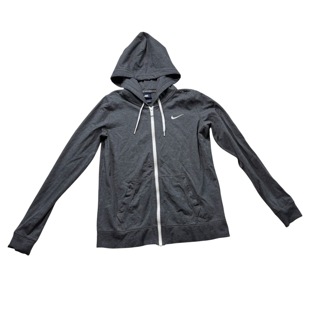 Nike Womens‎ Full Zip Hoodie Heather Grey Sweatshirt 614829-071 Large #639